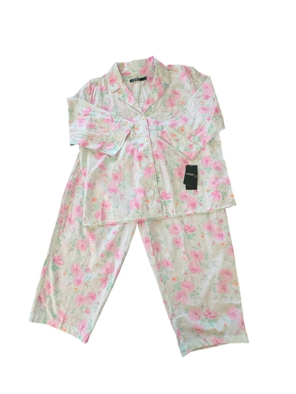 Ralph Lauren Women's Summer Floral Pajama Set 100% Cotton Brand New With Tags XL
